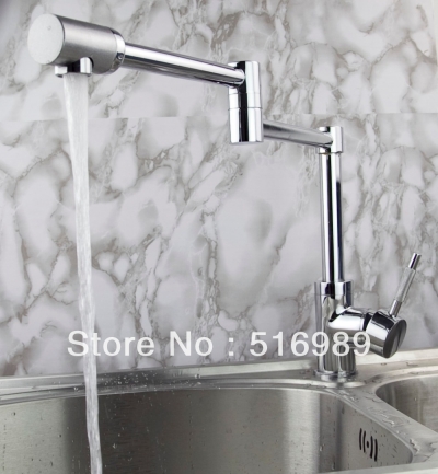 double chrome solid brass kitchen faucet swivel spout vessel sink mixer tap hejia132