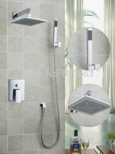 hello bathroom 58801a two way shower mixer diverter +8" abs shower head/hand held shower brass chrome shower set torneira faucet