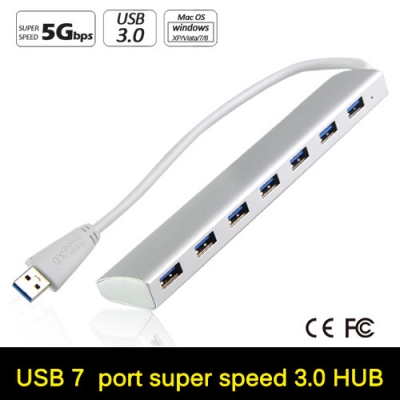 high speed 7 ports usb 3.0 hub portable aluminum usb hub with cable for apple macbook air pc laptop