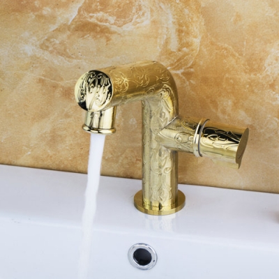 luxry bathroom golden spray /cold deck mounted 9822/5 brass single handle basin sink tap mixer torneira faucet