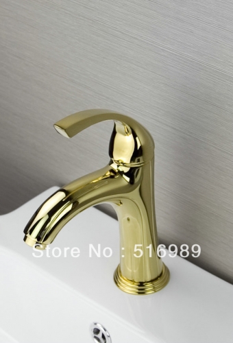luxury golden brass swan shape basin faucet single handle sink mixer deck mount tree96