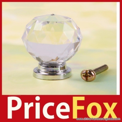 [price fox] 1pcs 30mm crystal cupboard drawer cabinet knob diamond shape pull handle #06