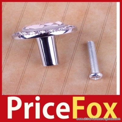 pricefox new round clear crystal glass pull handle cupboard wardrobe drawer cabinet knob save up to 50%