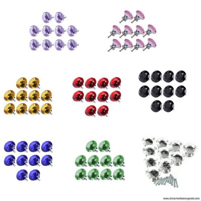 10pcs diamond shape crystal glass drawer pull handle knob (black) [Door knobs|pulls-1581]