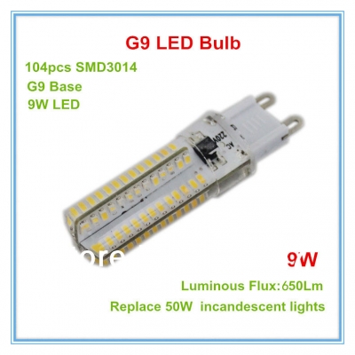 10pcs/lot g9 104 led 3014 smd extra brightness 220v- 240v white / warm white 9w led corn bulb
