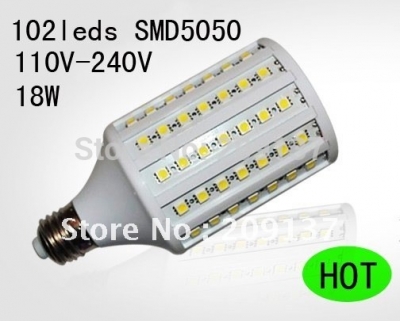 18w 5050 smd 102 led corn bulb light e27 led lamp white | warm white 110v- 240v 1800lm,