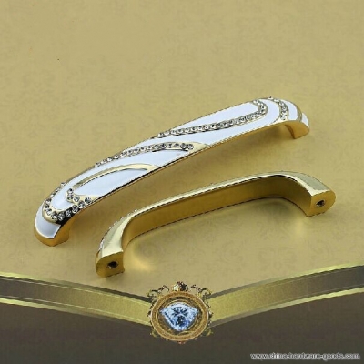 96mm gold kichen cabinet handle crystal cupboard pull ivory white zinc drawer dresser wardrobe funrinture handle pulls knobs