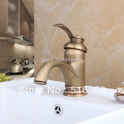 beautifully classic antique brass deck mounted bathroom basin sink faucet mixer tap faucets 8653 [antique-brass-1187]