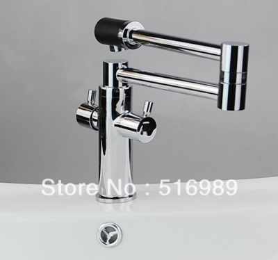 chrome modern double handle bathroom faucet kitchen bathtub sink swivel spout mixer tap d-019