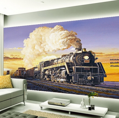 custom any size 3d wall mural stereoscopic wallpaper vintage steam train wallpaper murals