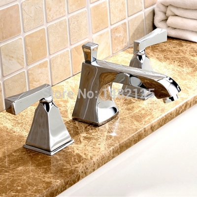 dual handles 8 inch wide spread basin faucet