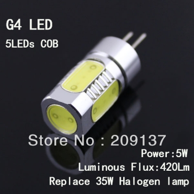 , g4 led 12v, white/warm white 5w cob led lamp. quality assurance 10pcs/lot