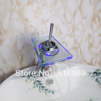 new brass led temperature 3color basin bathtub mixer faucet cold tap tree494