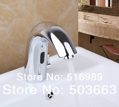 single handle waterfall glass touchless automatic bathroom sink tap cold & sensor faucet tree8