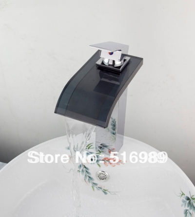 square bathroom vessel sink tap basin faucet vanity mixer single handle waterfall tree570