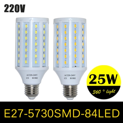super power ac 220v 240v 25w e27 84 led lamps high lumen 5730 smd corn led bulb pendant lights chandelier ceiling light 4pcs/lot