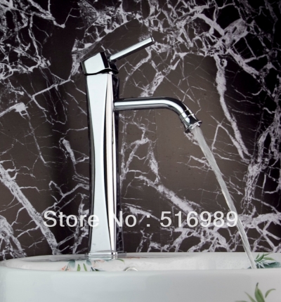 tall /cold water bathroom vessel faucet glass waterfall one hole / handle chrome discount tap tree122