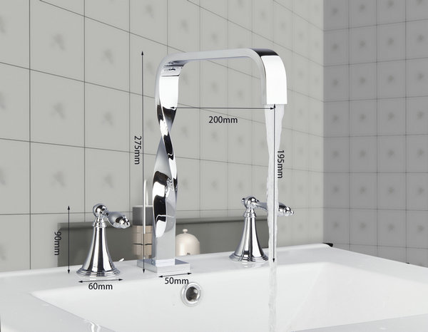 55h construction & real estate new design deck mounted 3 pcs set two handles bath fixtures bath hardware sets bathroom faucet