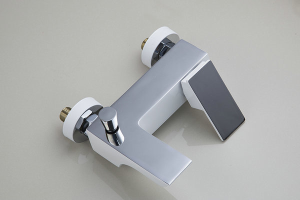 bathroom wall mounted white painting with plastic handle shower solid brass mixer bathtub faucet 97067 - Click Image to Close