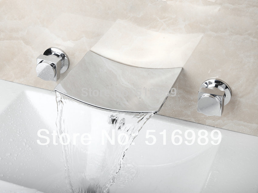 good quality waterfall wall mounted 3 pcs chrome bathtub faucet set 19b
