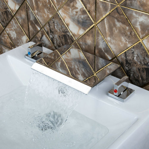 hello bathtub torneira waterfall 3 pieces 2 lever chrome 62a new brass chrome wall mount bathroom bathtub sink faucet mixer tap