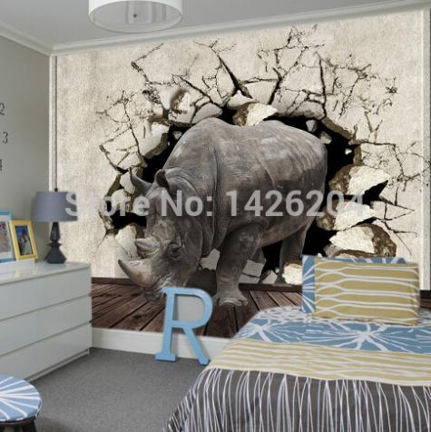 3d animal tv background wallpaper mural rhinoceros elephant 3d stereo large murals,3d wallpaper murals nature