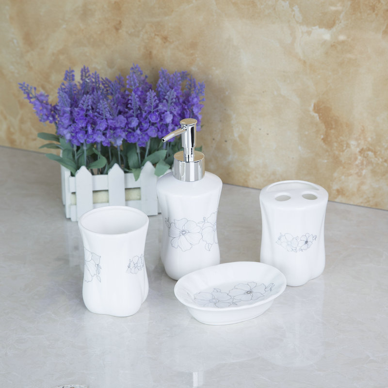 ceramic soap dish dispenser tumbler toothbrush holder bathroom accessory set xld8009 - Click Image to Close