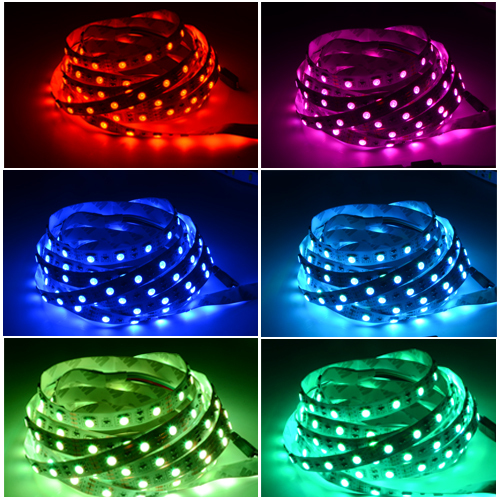 5m rgb led strip smd 5630 5050 3528 60led/m flexible non-waterproof led tape + 24key remote + 12v 2a power supply adapter