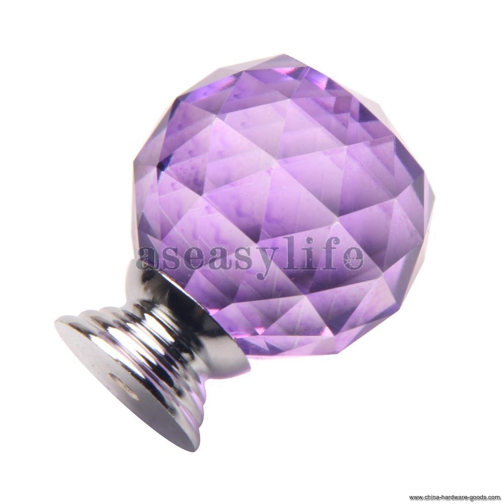 10x sphere light purple crystal handle modern furniture cabinet drawer knob asaf - Click Image to Close