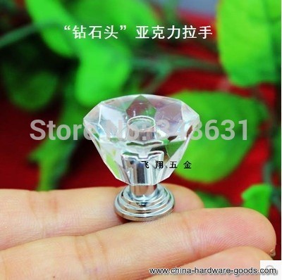24 * 24mm diamond head transparent acrylic handle plastic handle drawer handle crystal handle handle gift