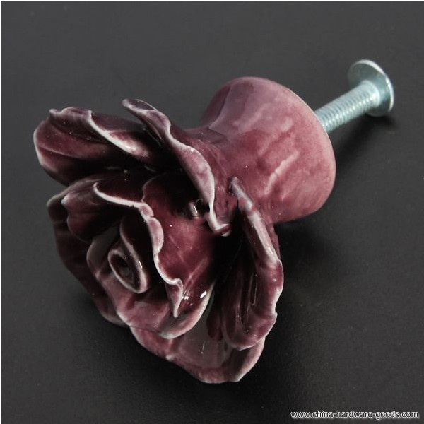 chinadoor ceramic rose flower door knobs pull handle - Click Image to Close