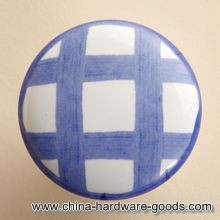 modern romatic blue plaid round ceramic furniture handle high grade shoes cabinet knob simple fashion drawer pulls