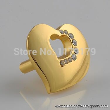16mm gold heart furniture knob handle glass crystal drawer kichen cabinet dresser cupboard furniture knobs pulls handles 88-g