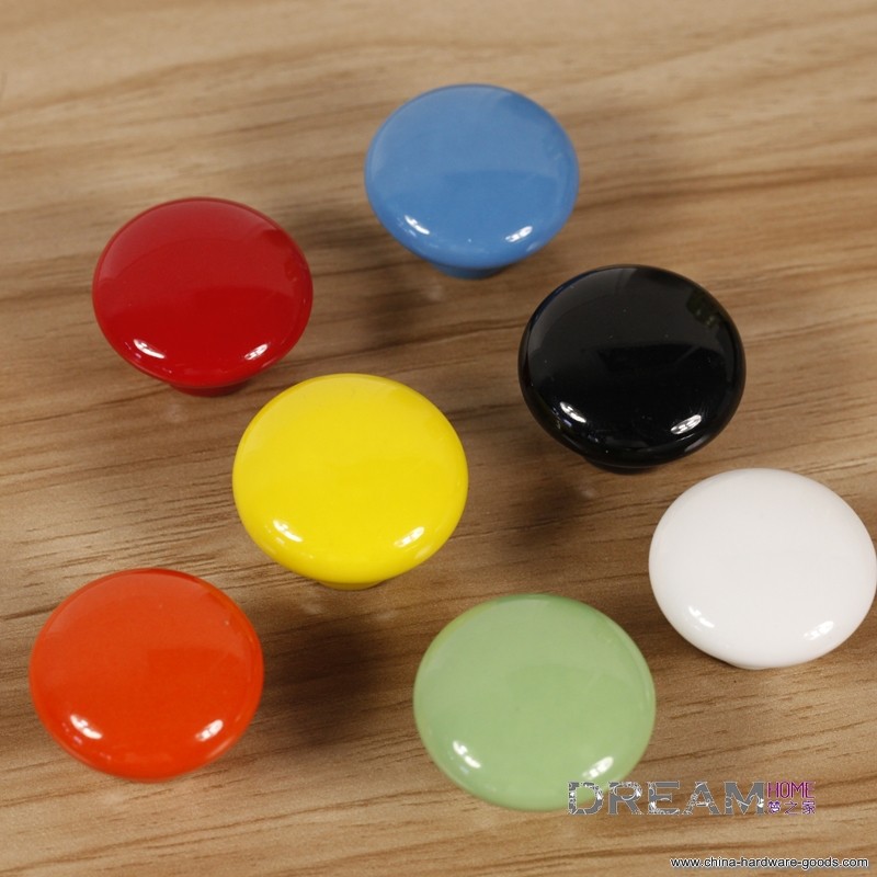 baby kids children room cabinet drawer pulls knobs handle ceramic dia 38mm, red white black green orange yellow blue - Click Image to Close