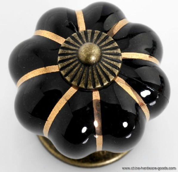black pumpkin znic alloy drawer furniture porcelain cabinet knobs and handles ps1002bk - Click Image to Close
