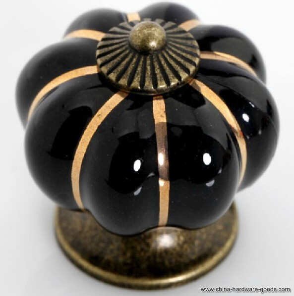 black pumpkin znic alloy drawer furniture porcelain cabinet knobs and handles ps1002bk - Click Image to Close