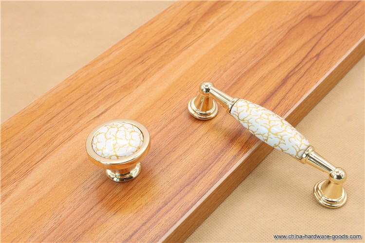 chic cabinet room door handles noble gold crackle ceramic knobs single hole cupboard drawer pulls furniture hardware - Click Image to Close