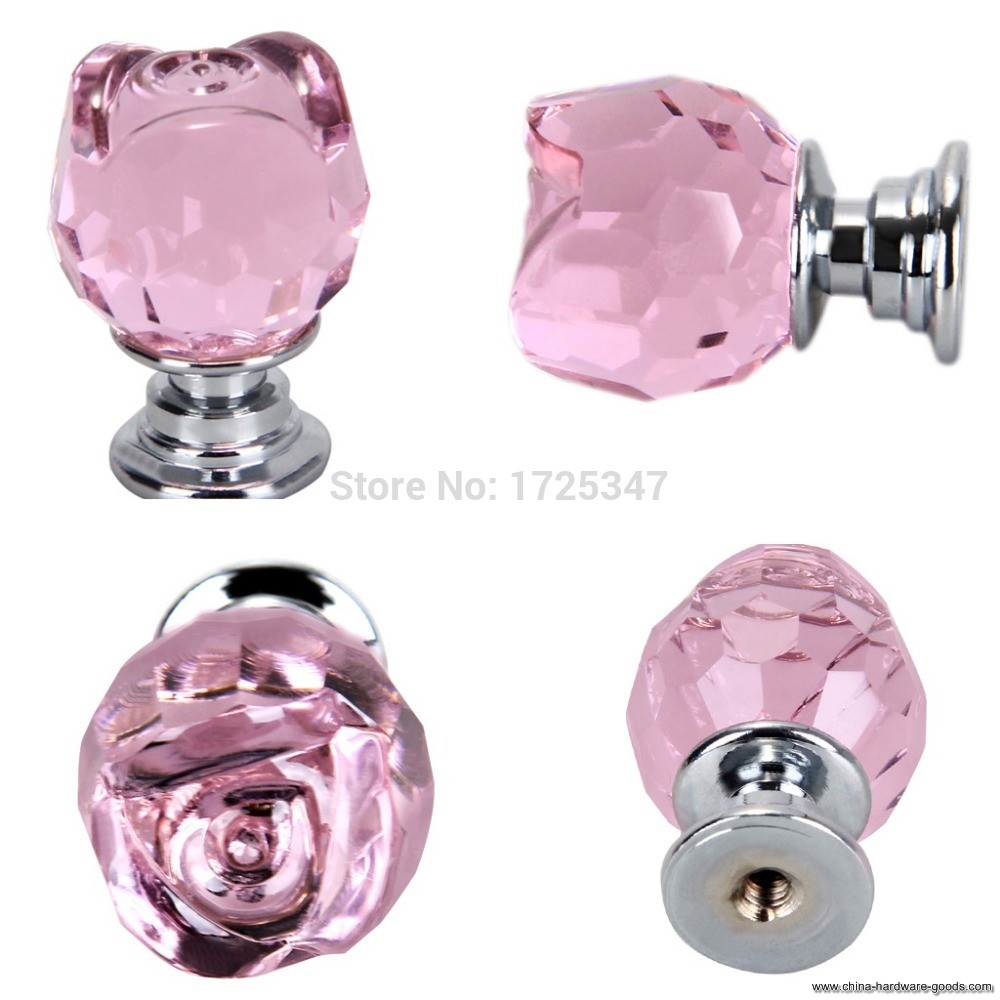 chic new 8x22mm crystal glass pink door cabinet knob kitchen handle knob screw - Click Image to Close