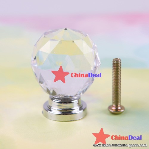 chinadeal fitness 1pcs 30mm crystal cupboard drawer cabinet knob diamond shape pull handle #06 quickly - Click Image to Close