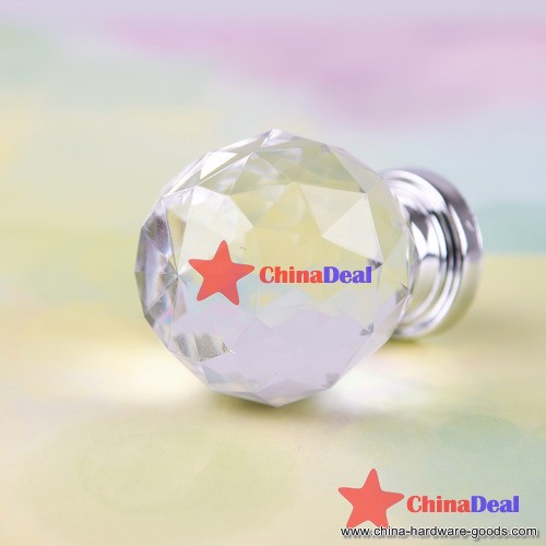 chinadeal fitness 1pcs 30mm crystal cupboard drawer cabinet knob diamond shape pull handle #06 quickly - Click Image to Close