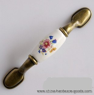 20 pcs red and blue flowers bronze 76 long flat / rural pastoral style cabinet closet doors drawer ceramic handle