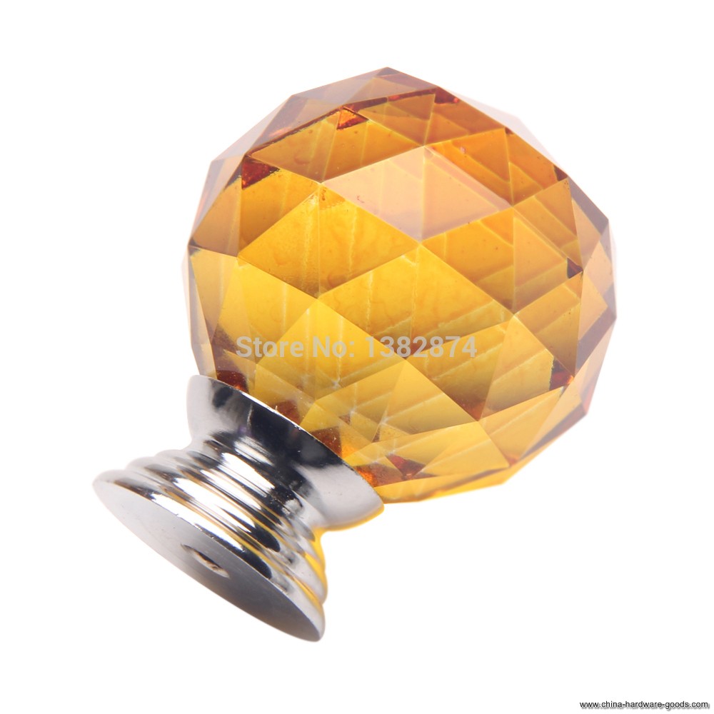beautiful sphere crystal single-arch modern furniture handles knobs yellow color a#v9 68298.04 - Click Image to Close