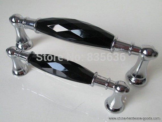 black glass dresser drawer handles pulls knob chrome metal / silver modern crystal cupboard handle pull knob decorative hardware - Click Image to Close