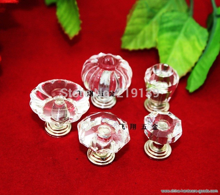 acrylic clear crystal glass kitchen cabinet knobs and handles dresser cupboard door pulls furniture drawer knobs - Click Image to Close