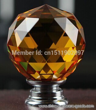 amber facted crystal ball knobs 30mm handles dresser cupboard door knob pulls hardware