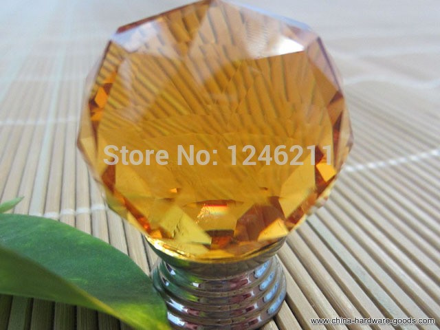 amber round crystal glass cabinet drawer door pull knob handle 30mm(10pieces) - Click Image to Close