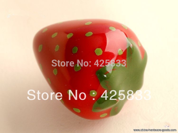 cartoon strawberry ceramic handles kitchen pulls dresser knobs drawer children lovely pulls - Click Image to Close