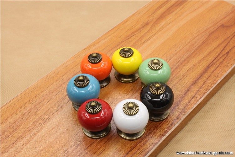 dia 34mm ceramic handle cabinet door pull colorful knobs drawer locker cupboard handles pull vintage retro style - Click Image to Close
