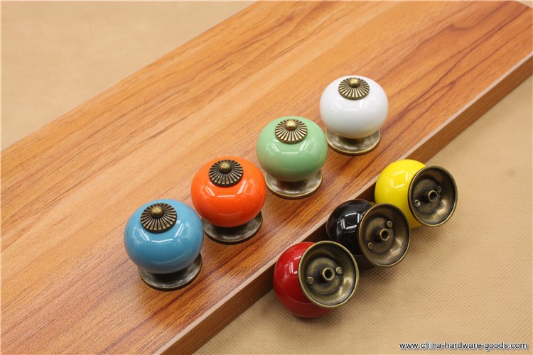 dia 34mm ceramic handle cabinet door pull colorful knobs drawer locker cupboard handles pull vintage retro style - Click Image to Close