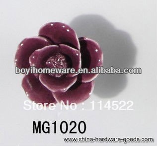 new design hand made purple flower ceramic knobs handles cabinet pull kitchen cupboard knob kids drawer knobs mg1020